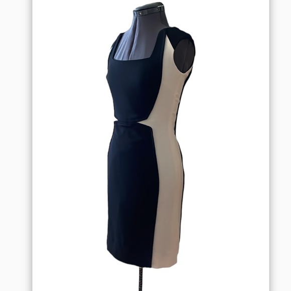 JayGodfrey Kornell Black and White Colorblock Square Neck Sheath Dress Size 4 - Picture 3 of 16